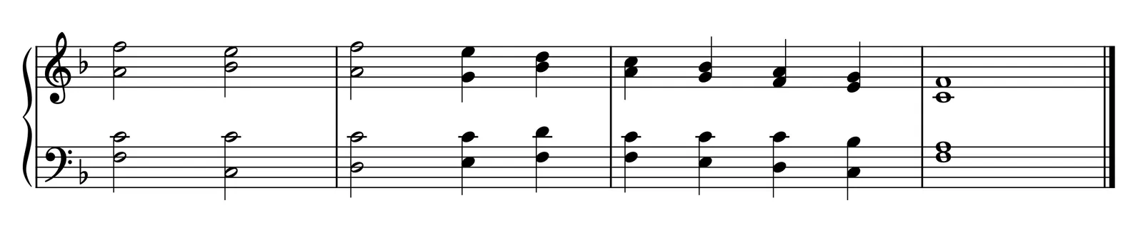 Corrected single-voice example with all notes in voice 1