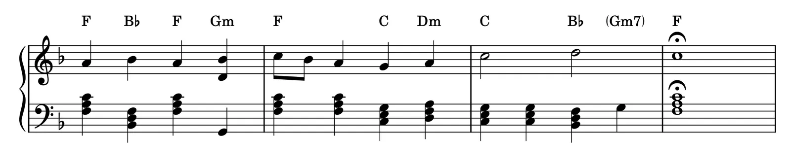 Voice leading example 1, root position chords with stacked triads
