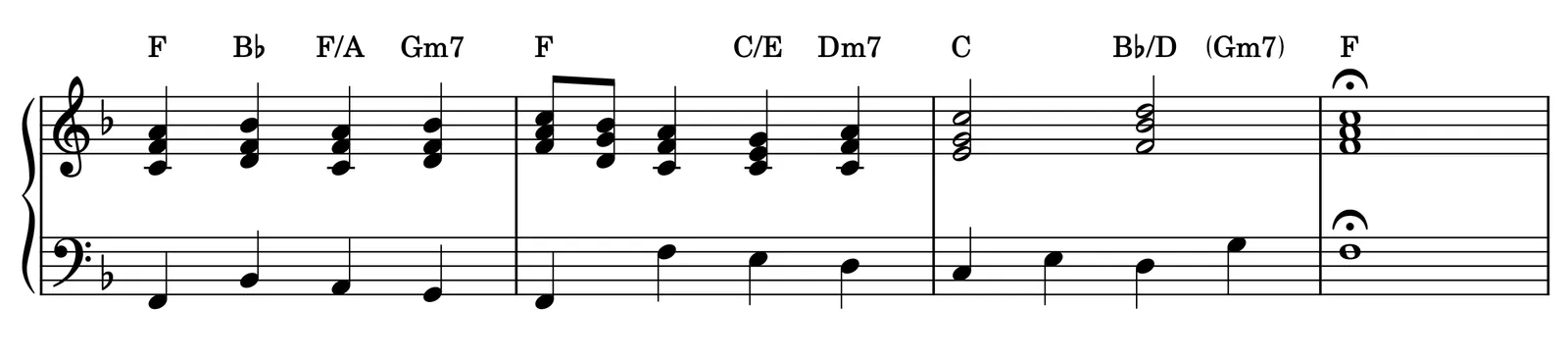 Voice leading example 2, improved version with smoother voice leading