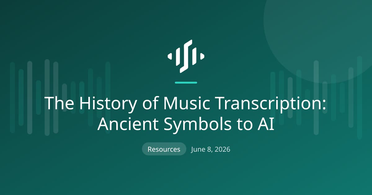 The history of music transcription from ancient cuneiform and Greek letter notation through neumes, the staff, MIDI, and AI