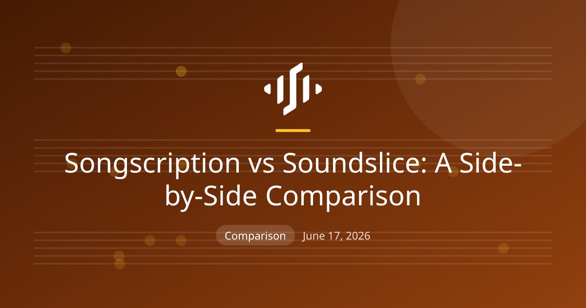 Songscription compared with Soundslice: automatic AI transcription versus an interactive practice tool