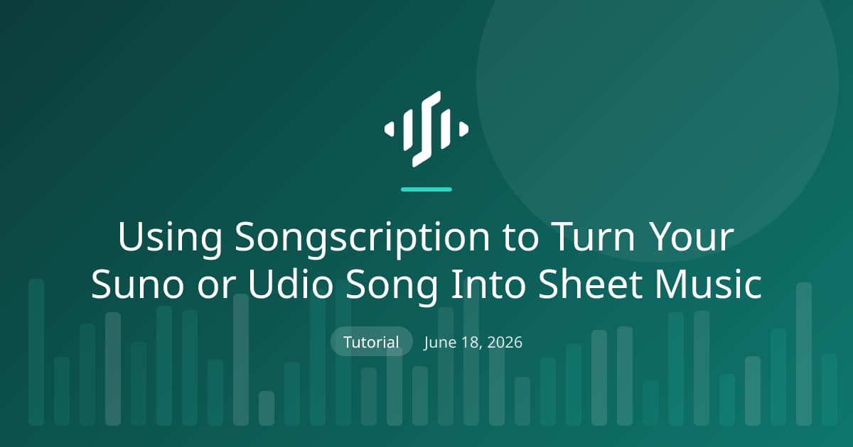 Turning a Suno or Udio song into sheet music: transcribing the audio to notation, MIDI, or tabs
